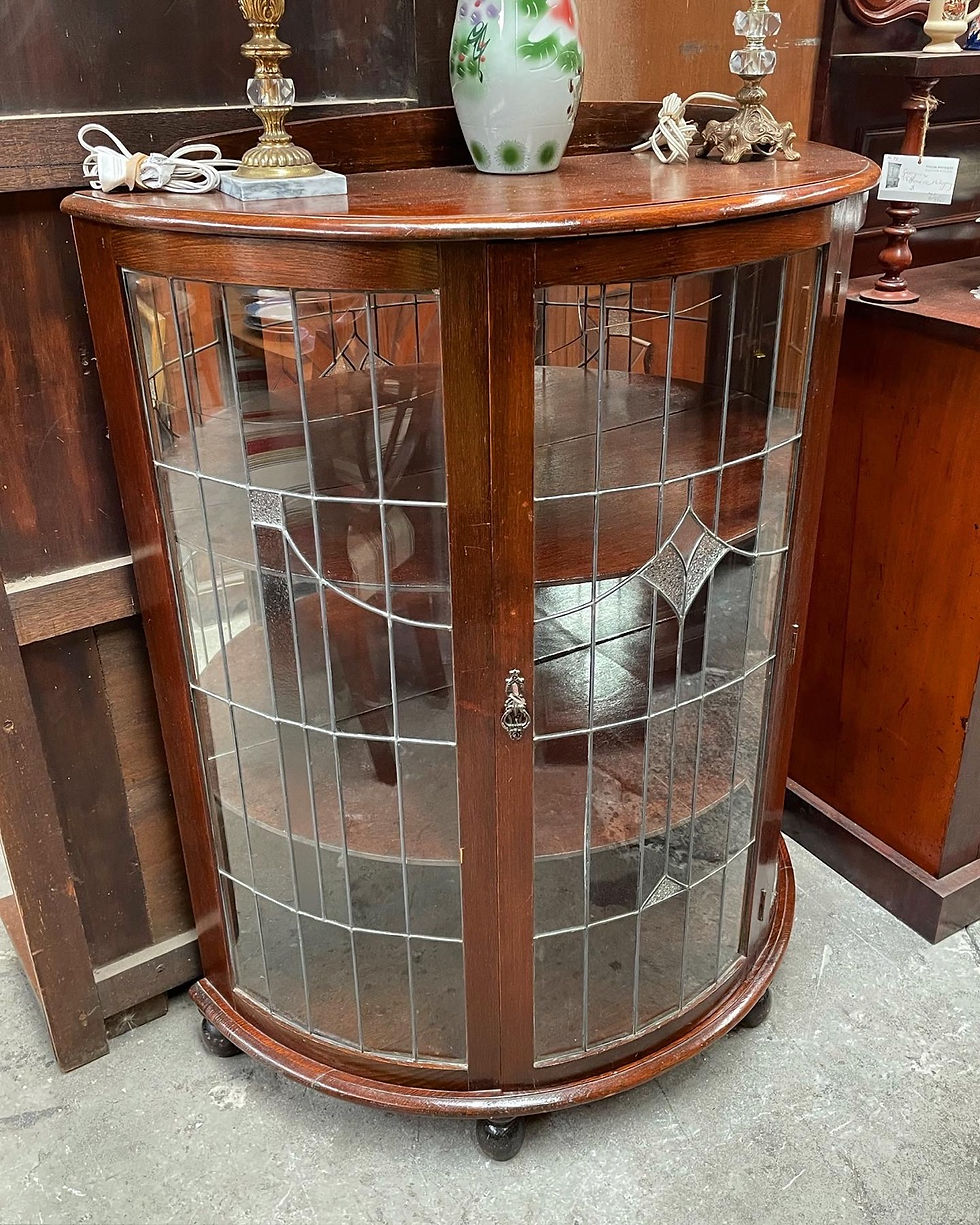 Thumbnail: Pretty Oak Half Round Display Cabinet in a Good Condition