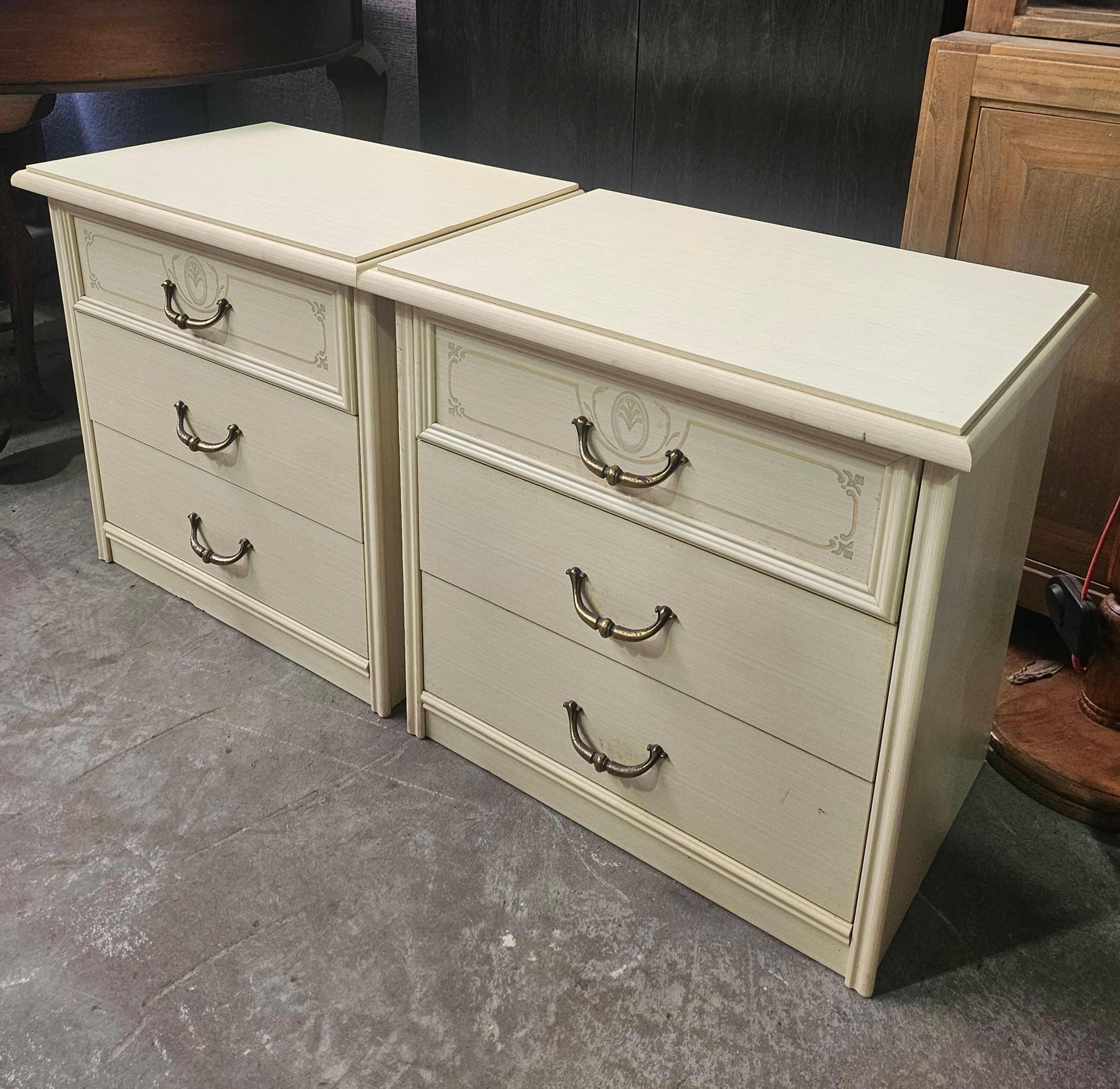 Bedside Tables: Pair of Matching French Provincial Style Bedside Tables