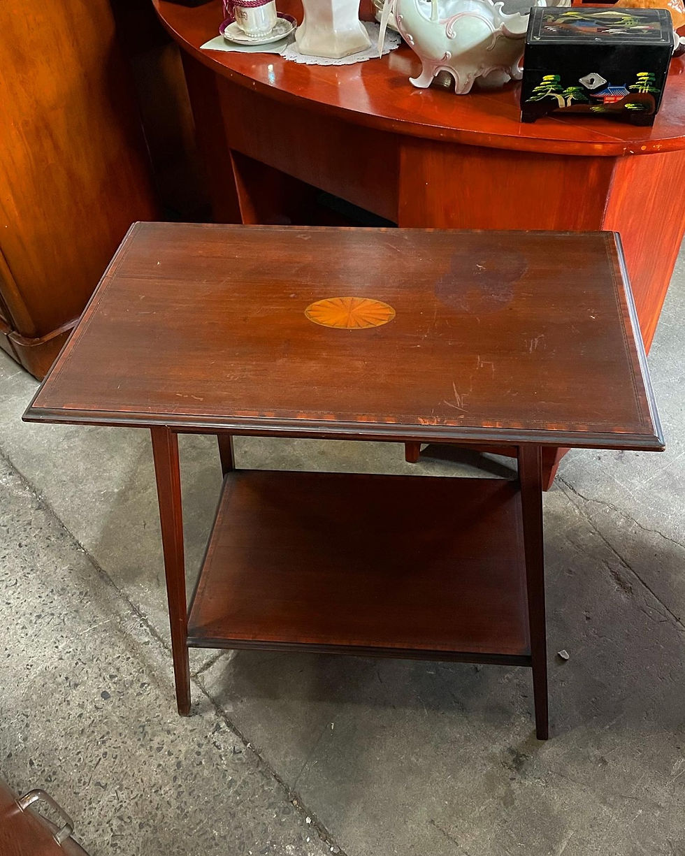 Thumbnail: Rectangular Antique 1 Shelf Occasional Table with Inlay