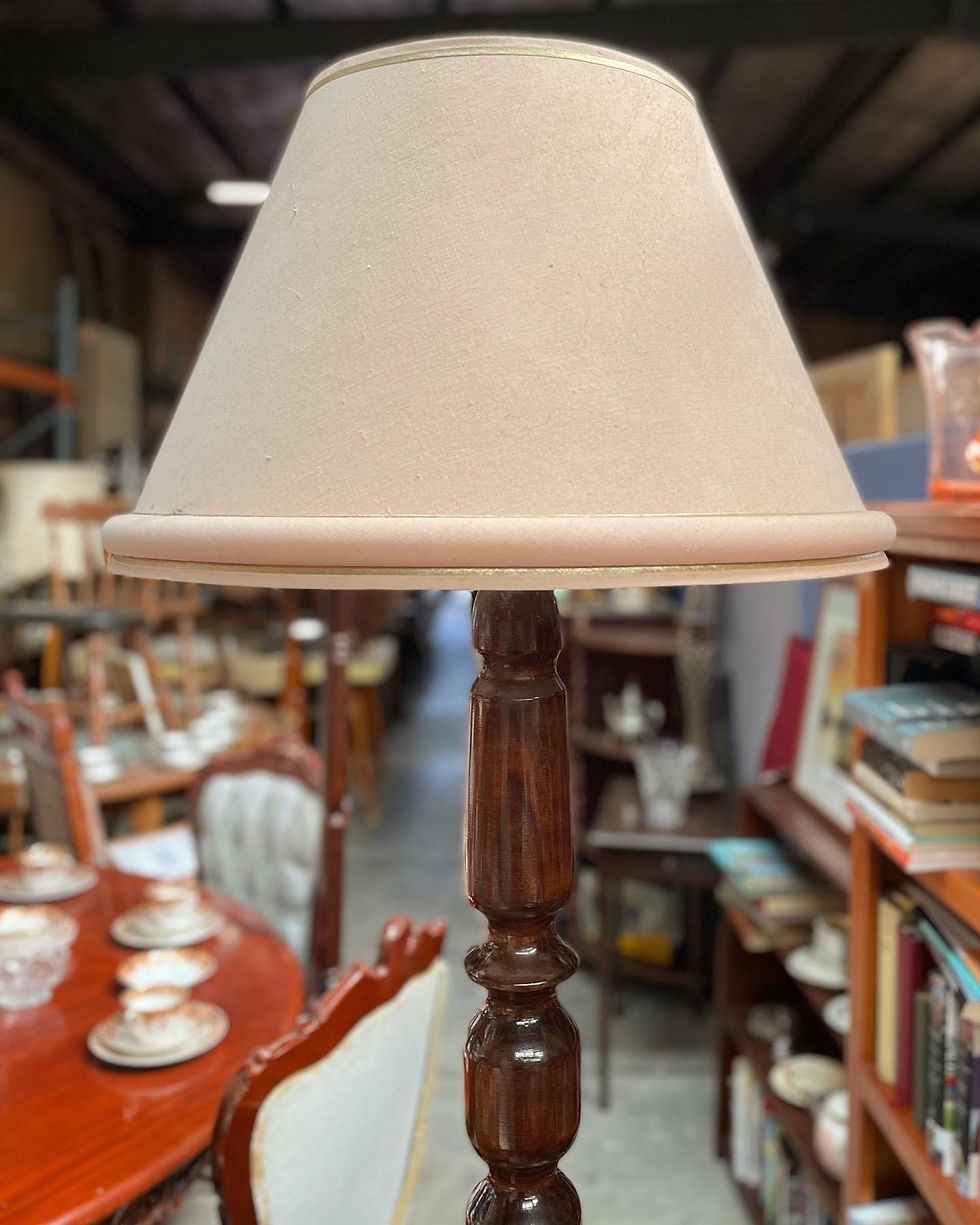 Thumbnail: Unique Wooden Oak Floor Standing Lamp with Table