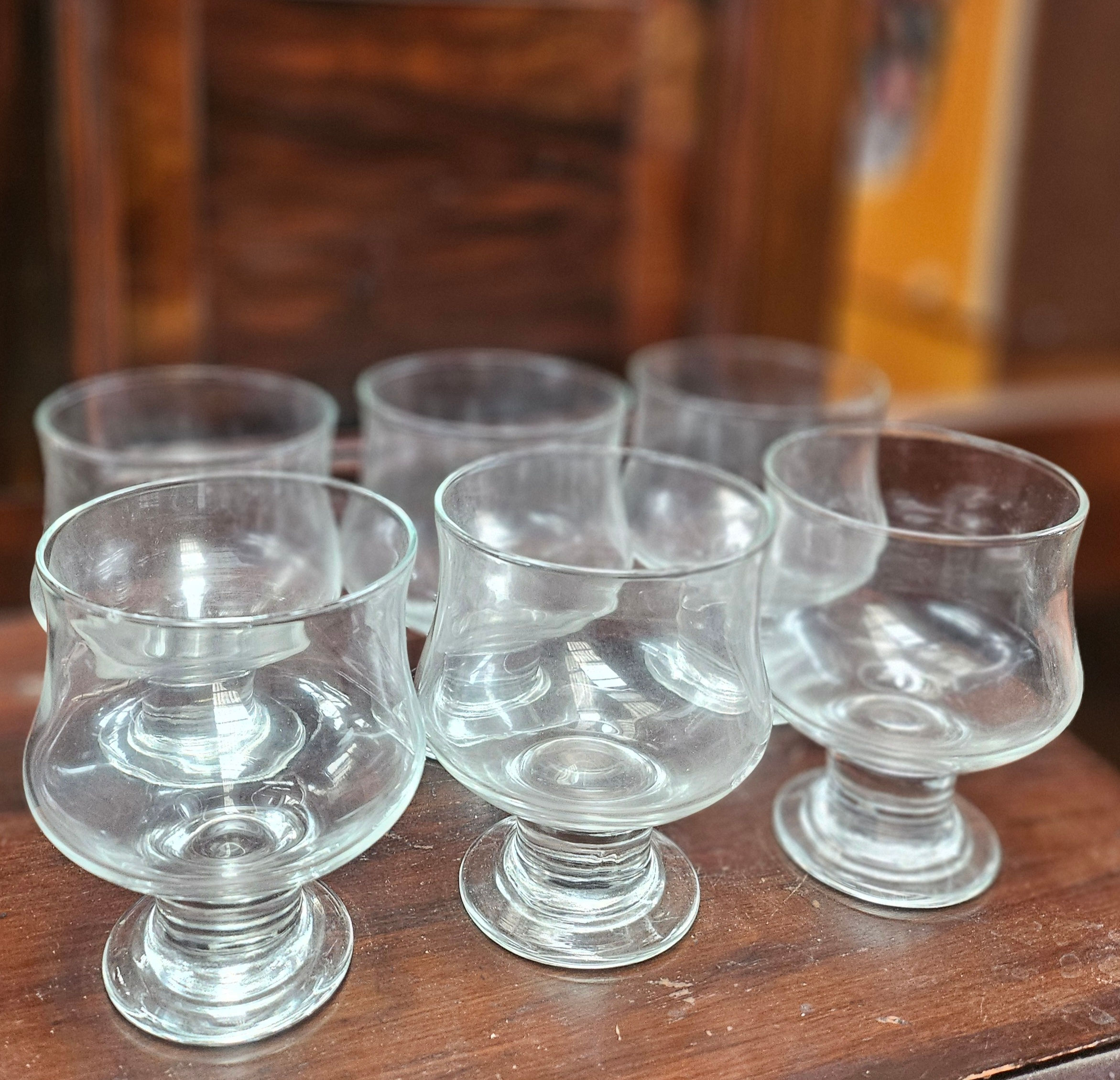 Glasses: Set of 6 x Vintage Glass Snifter Glasses