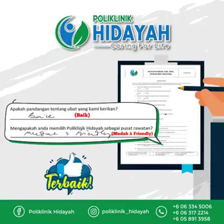 Maklumbalas Soal Selidik di Poliklinik Hidayah