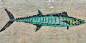 An encaustic painting of a reef fish.