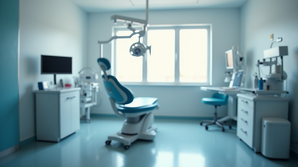 Eye-level view of a modern otolaryngology clinic room with medical equipment