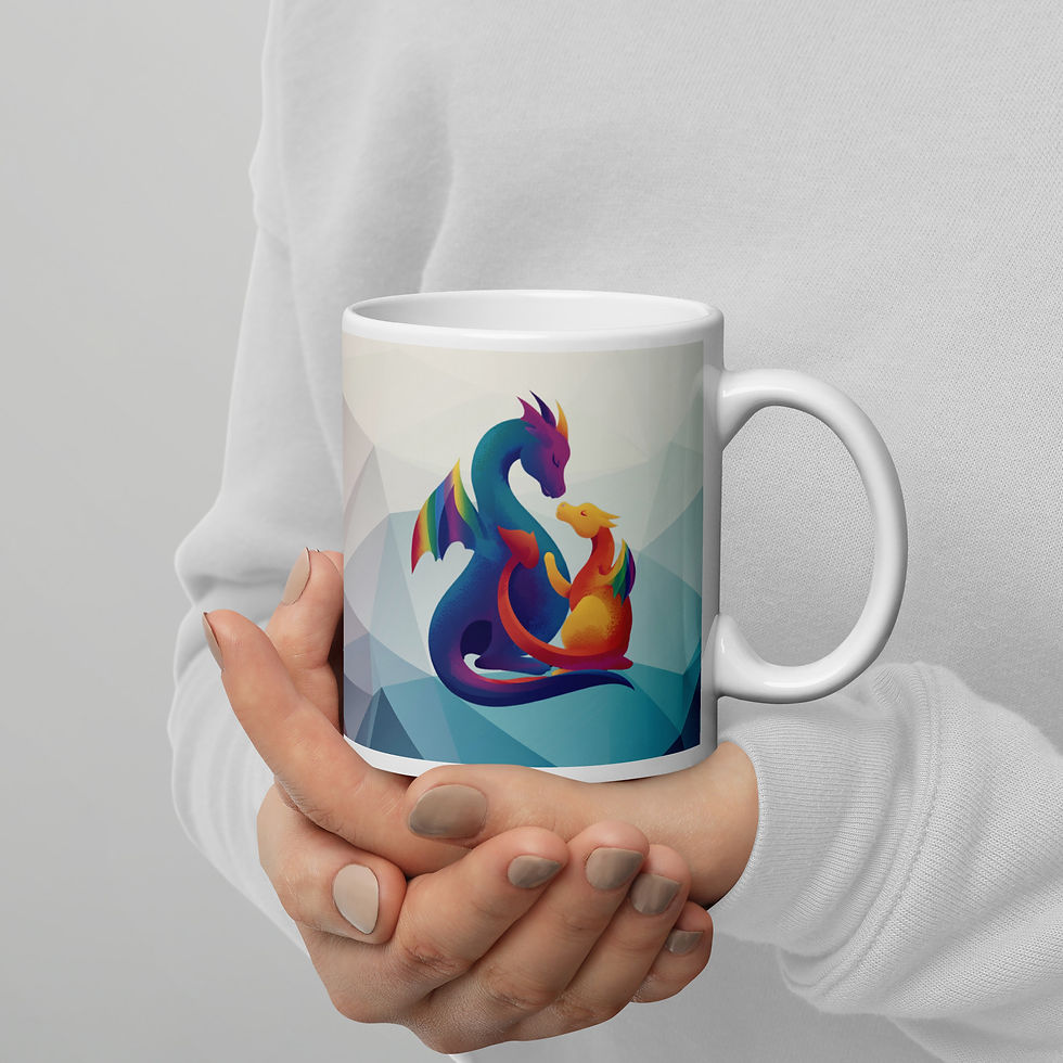 Thumbnail: White glossy Rainbow Dragons mug copy
