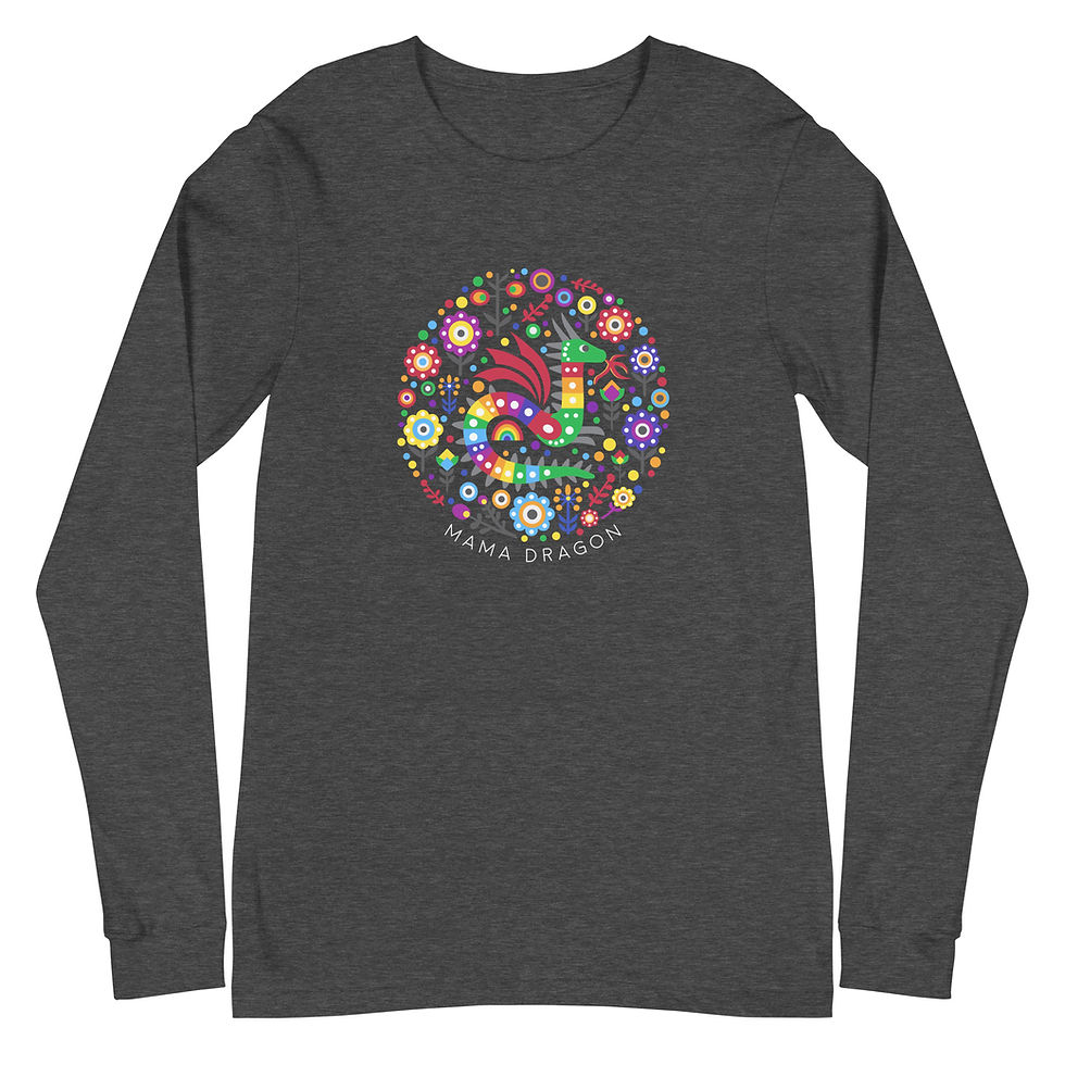 Thumbnail: Unisex Long Sleeve Folk Art Dragon Tee