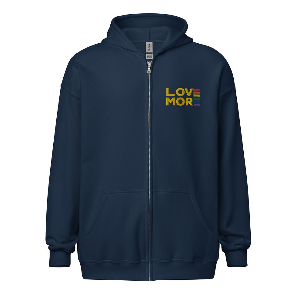 Thumbnail: Unisex heavy embroidered LOVE MORE Pride Zip Hoodie