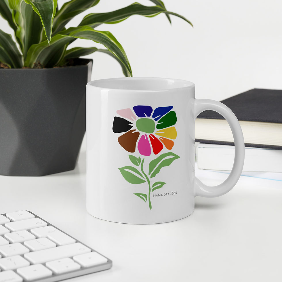 Thumbnail: 15 oz. Rainbow Flower White glossy mug