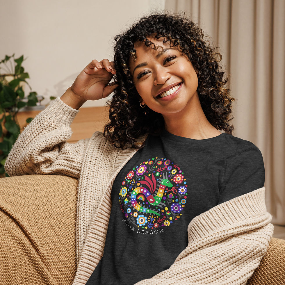 Thumbnail: Women's Relaxed Folk Art Dragon Tee