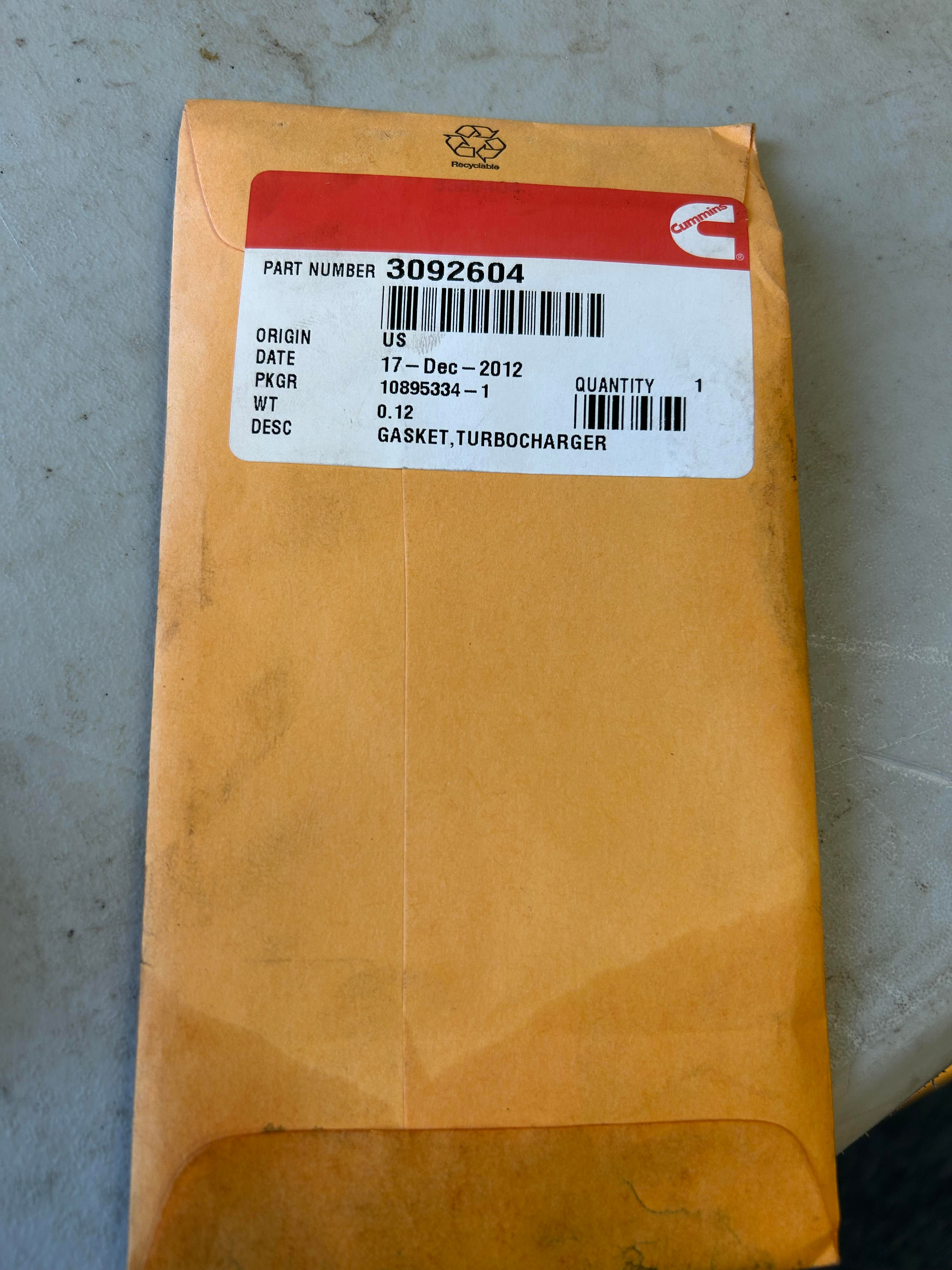 3092604 Cummins Turbo Charger Gasket