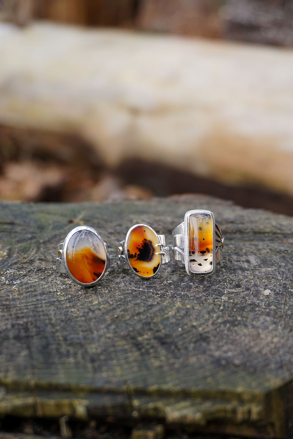 Thumbnail: Mountains Calling Mountainscape Ring ~ Size 8 ~ Montana Agate ~  wide band