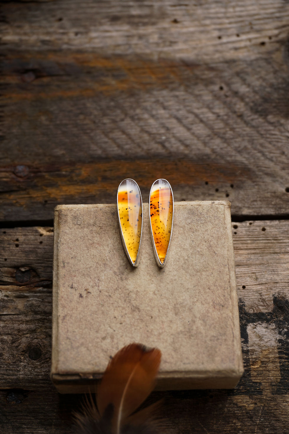 Thumbnail: Ember Earrings ~ Montana Agate Tear Drop Posts