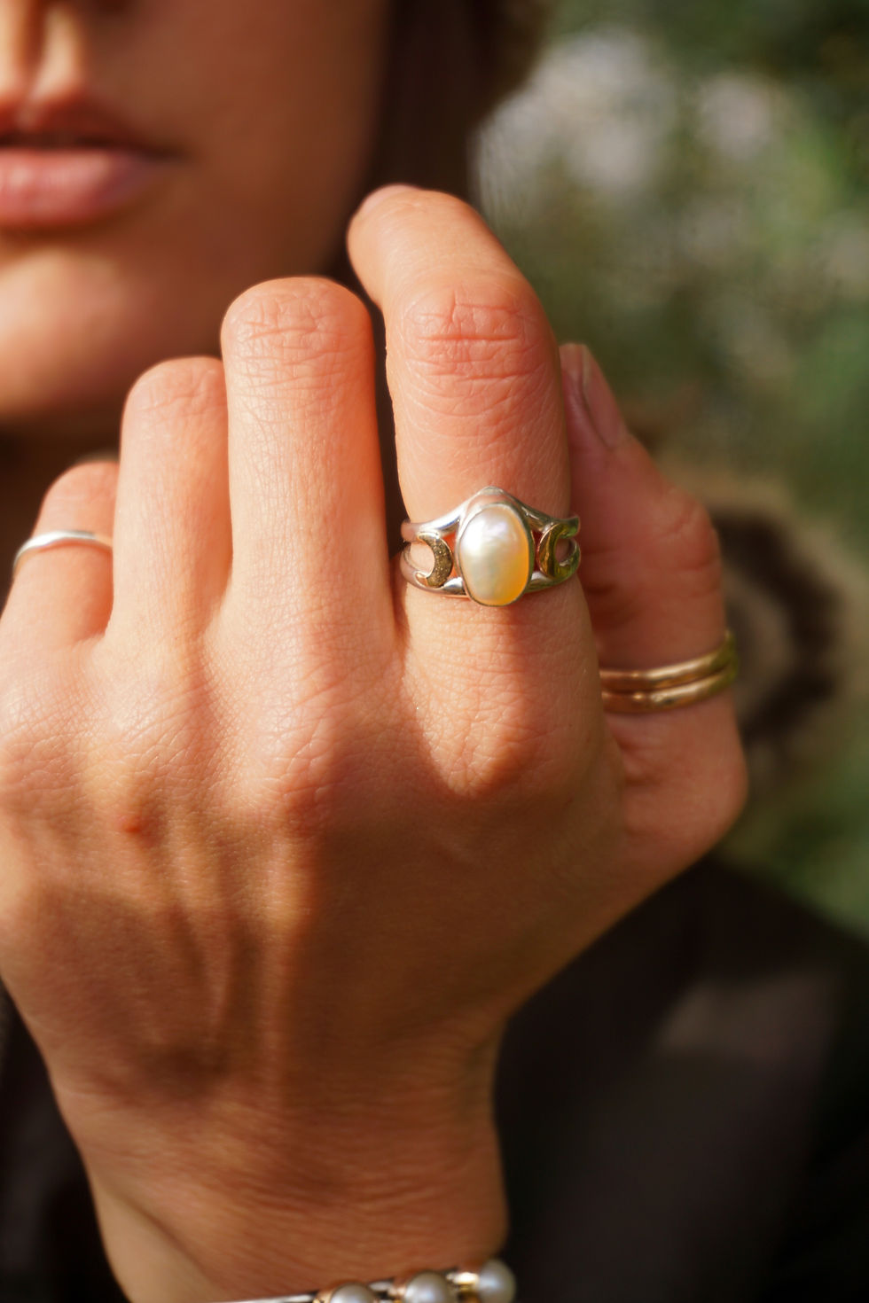 Thumbnail: Moonlit Pearl Ring ~ Size 7.25