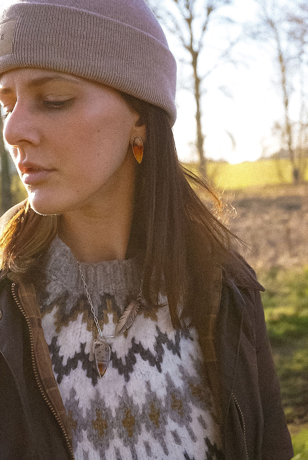 Thumbnail: Ember Earrings ~ Montana Agate Tear Drop Posts