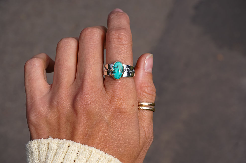 Thumbnail: Mountainscape Ring ~ Carico Lake Turquoise set in 9ct gold ~ 7.5 wide band