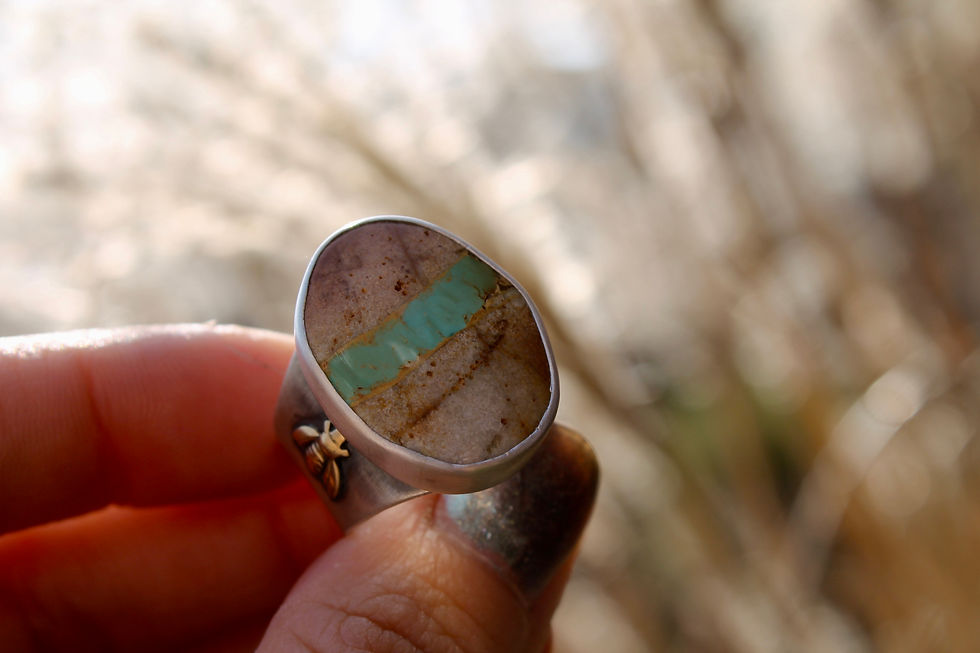 Thumbnail: SALE Turquoise Bee ring size US: 7.25 UK: O1/2