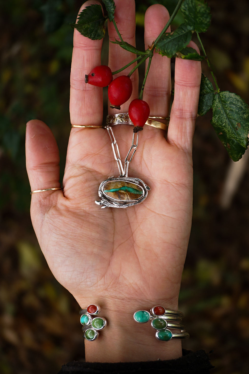 Thumbnail: Wildscape Pendant ~ Royston Ribbon Turquoise