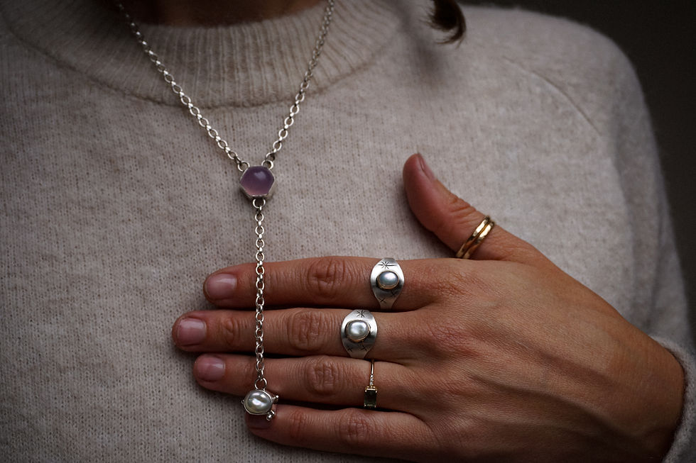 Thumbnail: Stargazer Ring ~ Pearl set in gold ~ 8