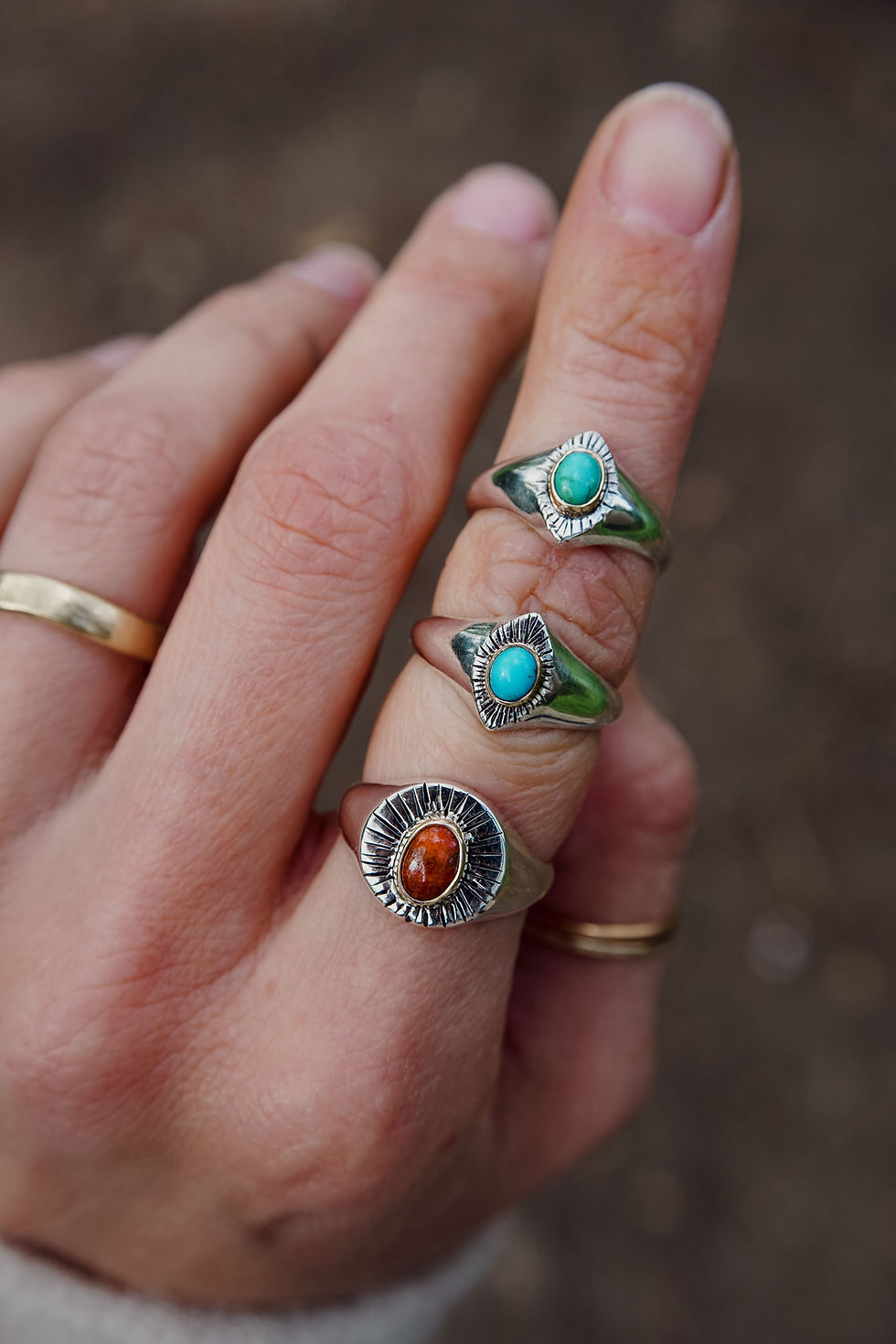 Thumbnail: Portal Signet Ring  ~ Sleeping Beauty Turquoise 9ct gold bezel - 5.75