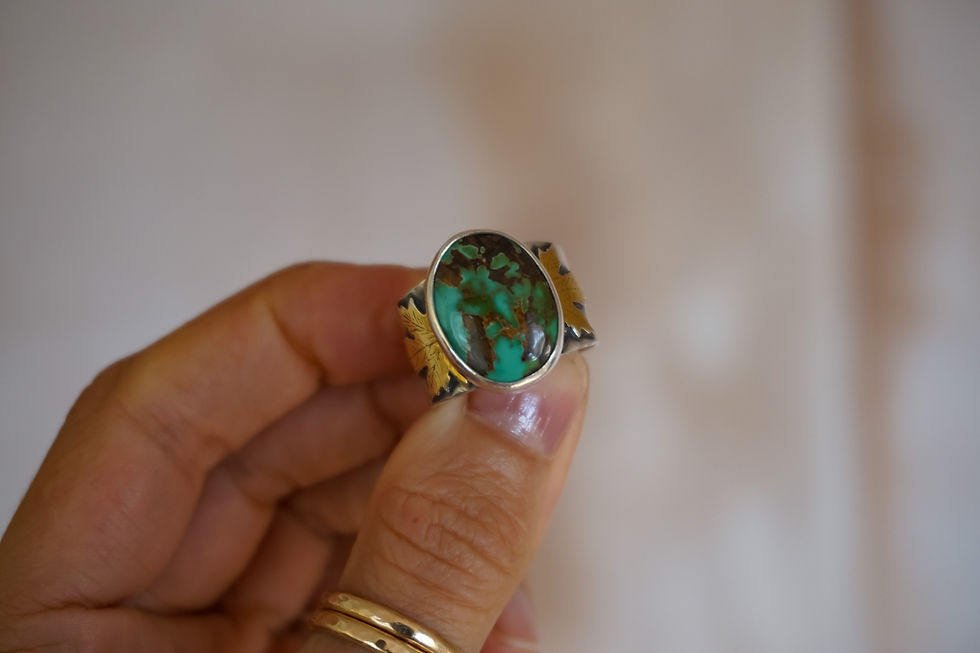 Thumbnail: Fall Ring ~ Royston Turquoise ~ size 8.75