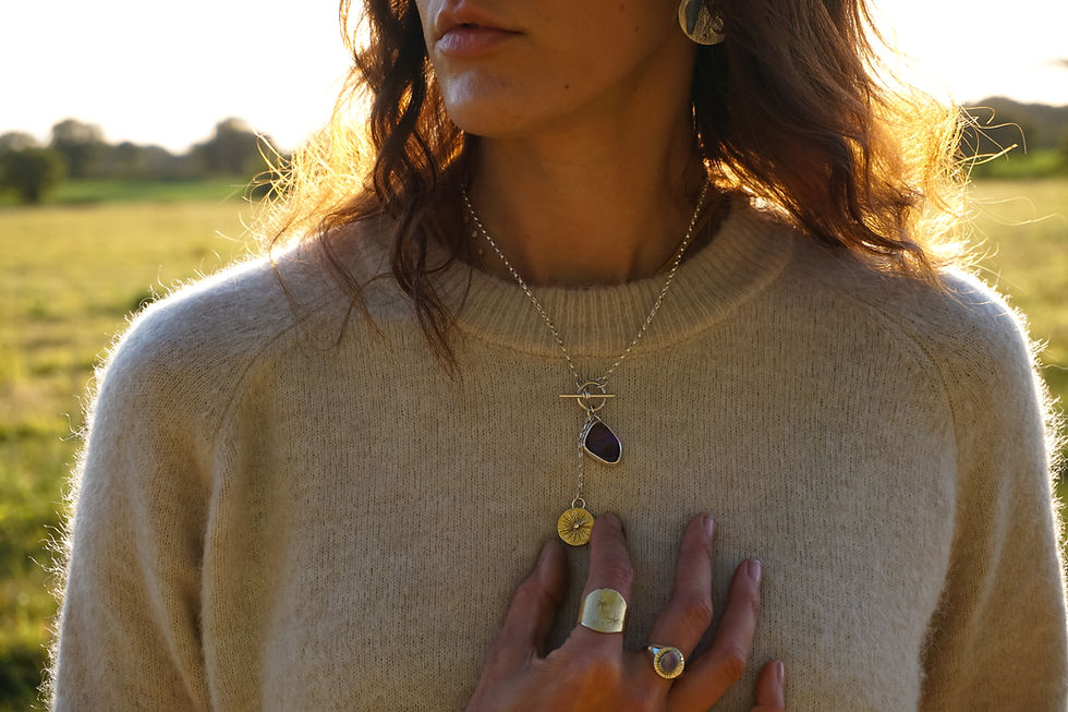 Thumbnail: Purple Skies & Sunbursts necklace~ Boulder Opal