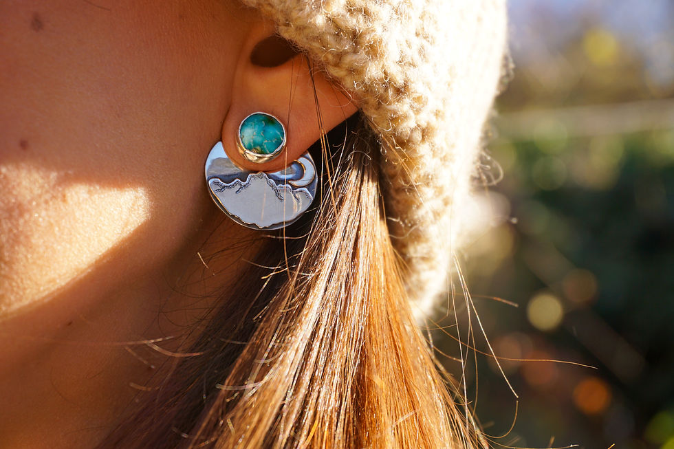 Thumbnail: Mountainscape Ear Jackets Sonoran Gold Turquoise