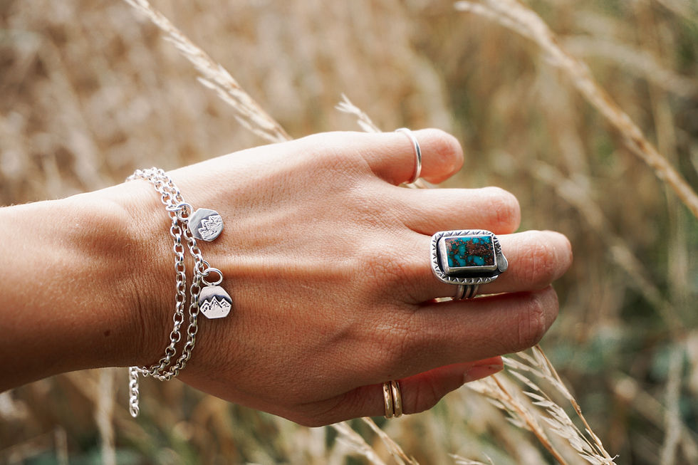 Thumbnail: Ophis Ring ~Pilot Mountain Turquoise ~ size 6.5 wide band