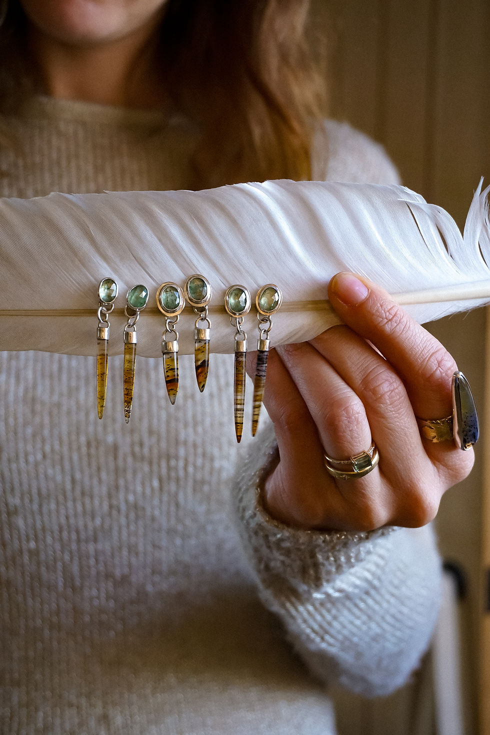 Thumbnail: Ember to Bloom Earrings ~ Montana Agate Tear Drop Posts