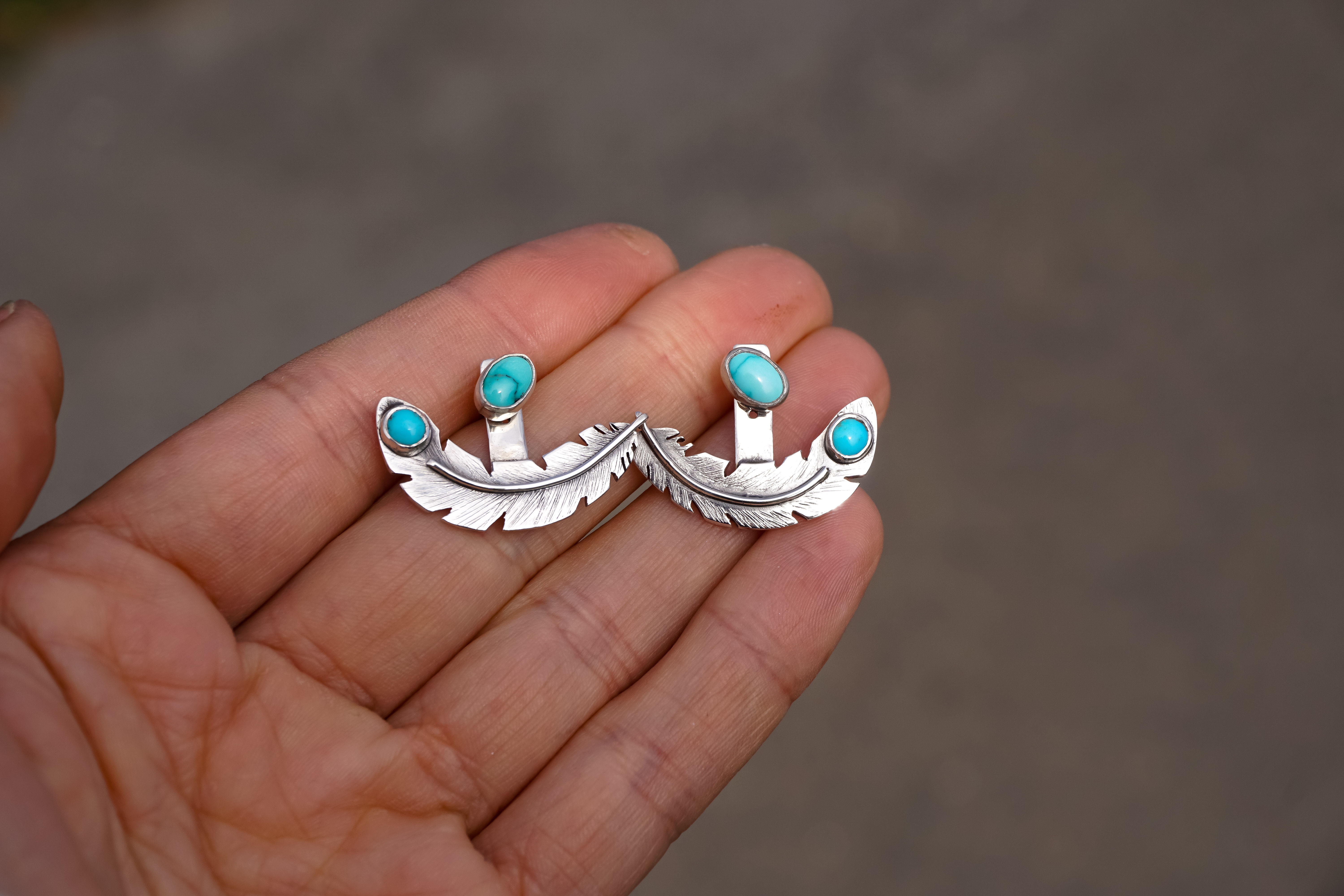 Feather Ear Jackets ~ Sleeping Beauty &Lone mountain Turquoise