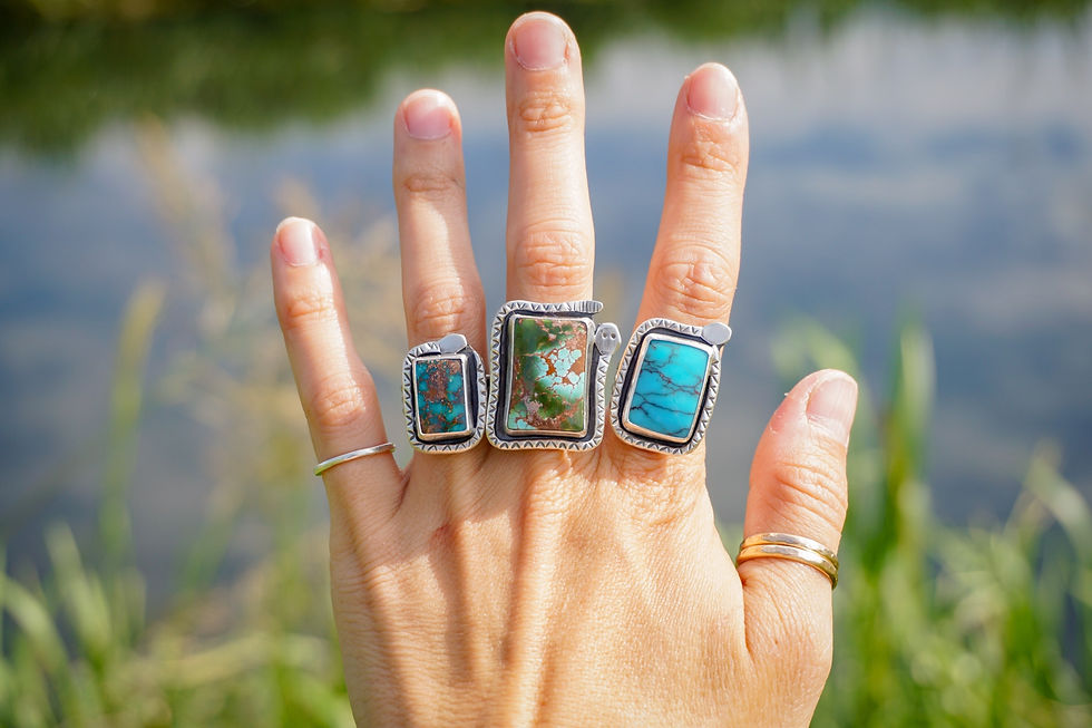 Thumbnail: Ophis Ring ~Egyptian Turquoise ~ size 8.5 wide band
