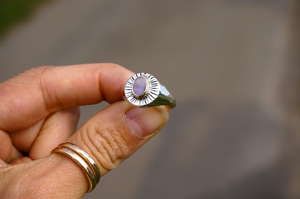 Thumbnail: Portal Signet Ring ~ Boulder Opal set in 9ct Gold - size7.5