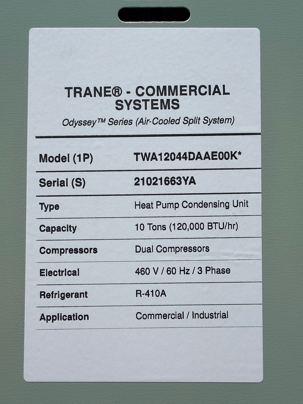 Thumbnail: Trane / TWA12044DAAE00K* / 10 Tons / Split System Heat Pump Condensing Unit