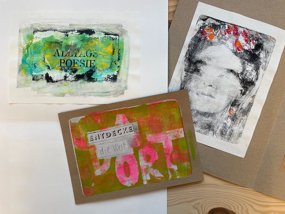 Gelli Print Bild und Wort