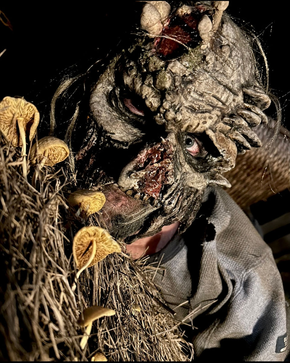 Zombie with mushrooms on head. 