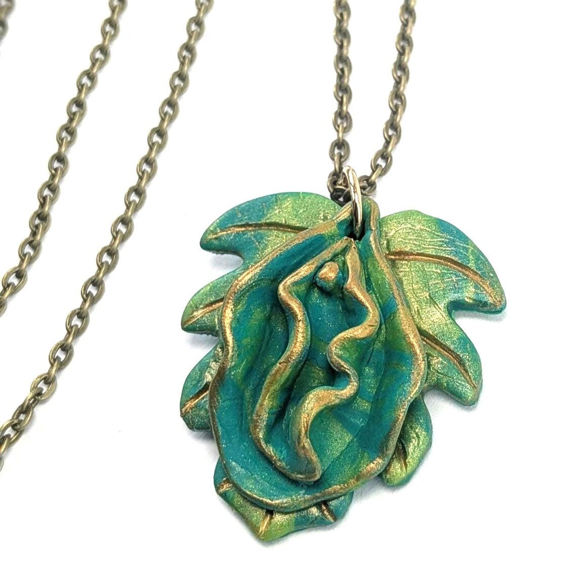 Monstera Leaf Vulva Necklace