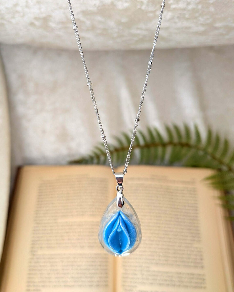 Thumbnail: Blue Drop Vulva Necklace