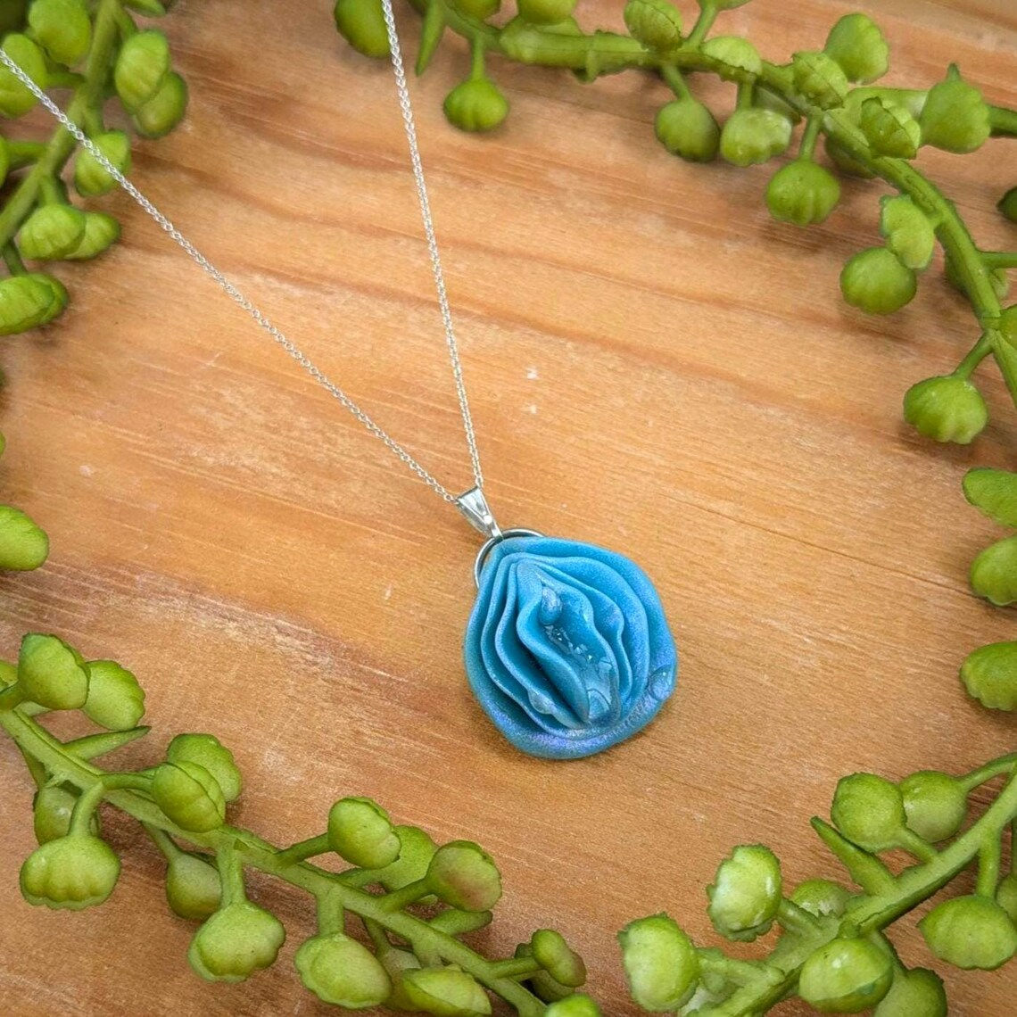 Blue Vulva Necklace