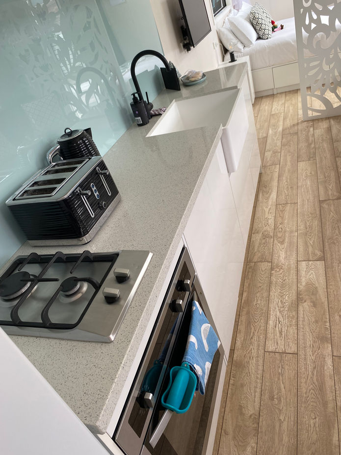 Fully Equipped Kitchen - Aroha Tiny House self-contained accommodation - Waikanae, Kapiti