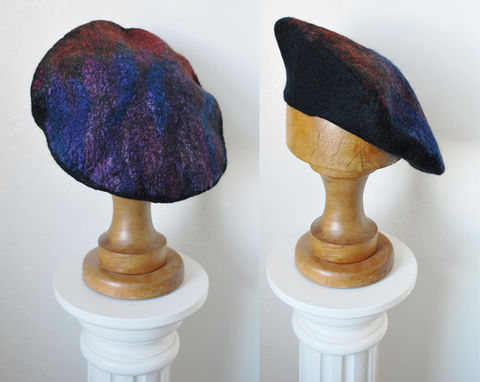 Felted beret, merino fibre, 30 cm flat, $70 - Louise Craig