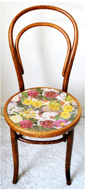 Decoupage 1920s floral chair $100, Sold - Louise Craig
