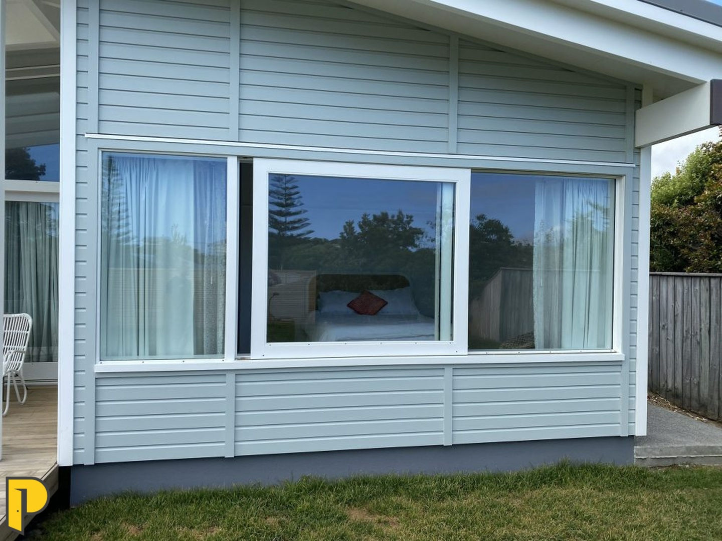 Exterior window unit, middle sash sliding, out side fixed direct glazed- Paraparaumu Doors & Joinery - Kapiti, Wellington