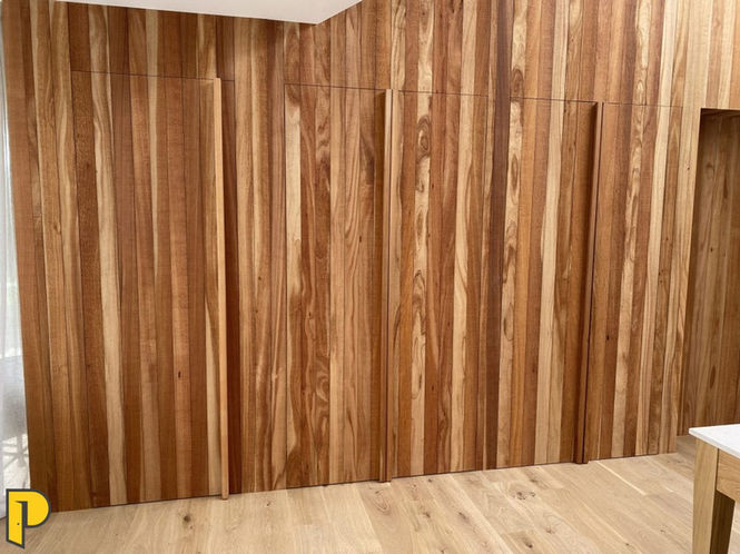 Macrocarpa cladded hidden doors closed - Paraparaumu Doors & Joinery - Kapiti, Wellington
