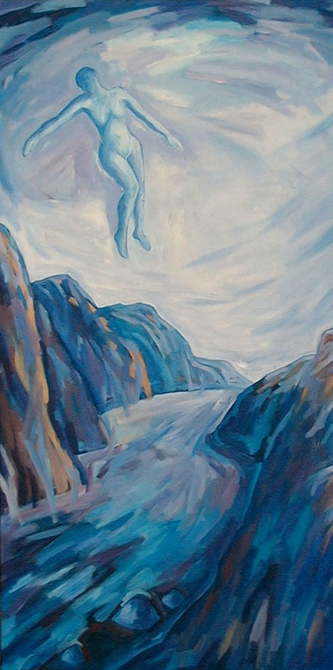 Floating, oil, 1200x600x40mm - Louise Craig