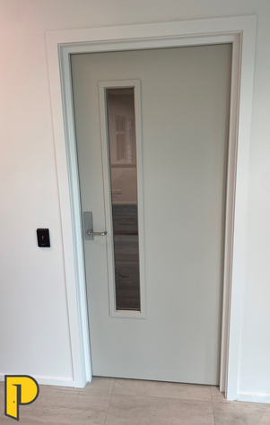 Fire rated door, with swipe card access controlled handle - Paraparaumu Doors & Joinery - Kapiti, Wellington