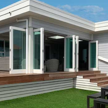 Bifolding doors allow opening between indoor and outdoor flow to maximise the space