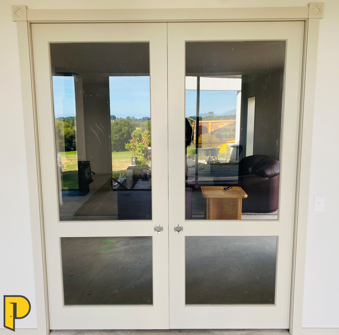 Pair of Cavity slider, 2 light doors, Paint quality doors- Paraparaumu Doors & Joinery - Kapiti, Wellington