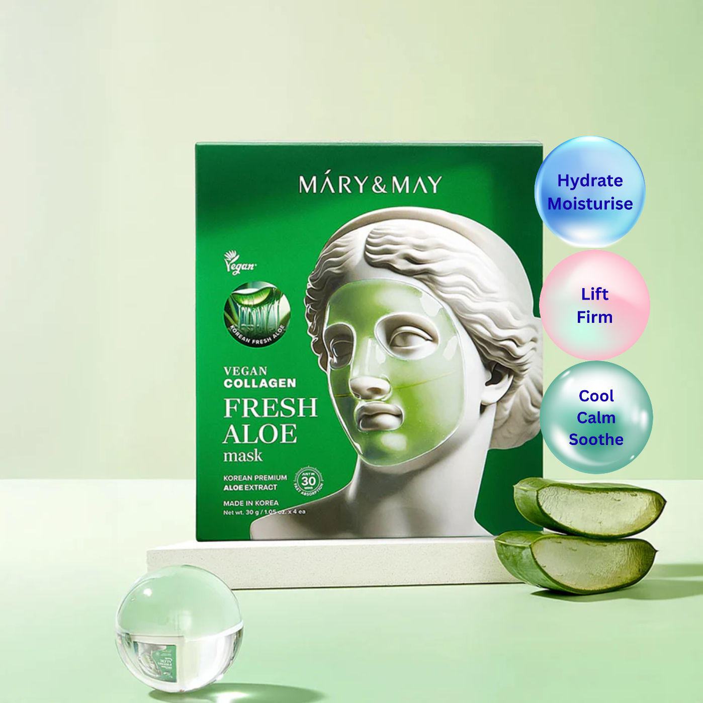 Mary&May Vegan Collagen Charcoal Fresh Aloe Mask