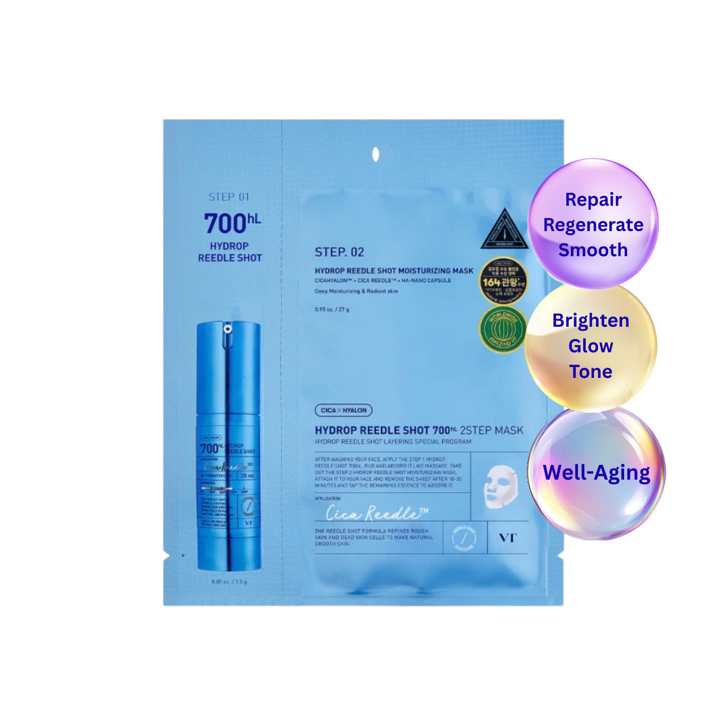 VT Cosmetics Hydrop Reedle Shot 700hl 2 Step Mask