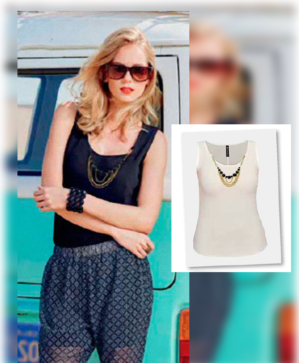 Blusa sin Manga con aplicación en cuello