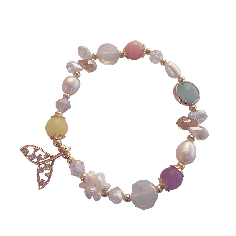 Thumbnail: Natural Stone Multicolor Crystal Bracelet Aquamarine Amethyst Pearl Bracelet